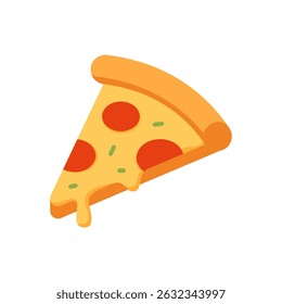 Vector illustration of a slice of pizza on a white background