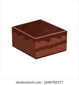 Vector illustration of a slice of rich chocolate cake with frosting on white background. Perfect for World Chocolate Day, dessert menus, kids products, bakery branding, packaging, and decoration