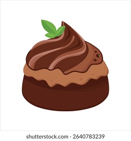 Vector illustration of a slice of rich chocolate cake with frosting on white background. Perfect for World Chocolate Day, dessert menus, kids products, bakery branding, packaging, and decoration