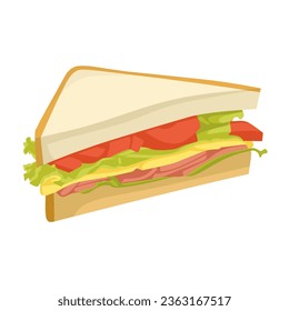 Ilustración vectorial del sándwich de rodajas aislado en fondo blanco