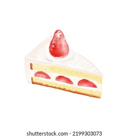 vector illustration of a slice of strawberry shortcake in watercolor for banners, cards, flyers, social media wallpapers, etc.
