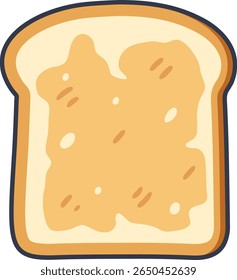 Vector illustration of a slice of toasted bread with golden brown color. Perfect for breakfast or bakery-themed designs.