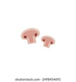 Vector illustration with sliced champignons on a white background. It is suitable for decorating healthy cuisine, blogs and videos dedicated to organic dishes