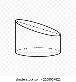 Vector illustration of Sliced cylinder 3D geometric shapes in dark color and transparent background(png).