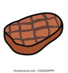 vector illustration of sliced meat steak, grilled meat, isolated on white background