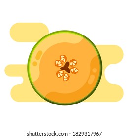 Vector illustration of sliced melon in flat style isolated on white background