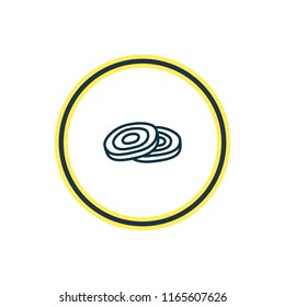Vector illustration of sliced onion icon line. Beautiful vegetables element also can be used as circles icon element.