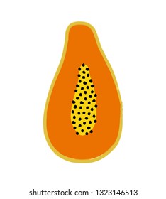Vector illustration of sliced papaya isolated on white background