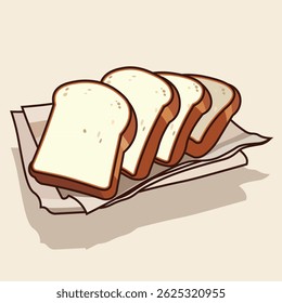 Vector illustration of sliced ​​bread with paper base