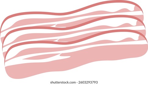 Vector illustration of sliced pork bacon