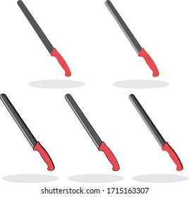 Vector Illustration of Slicer Knife. Knife For Cutting Slices of Cooked Meat, Poultry and Fish. Bread Slicer Knife Flat Design