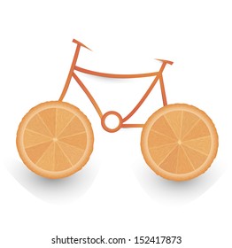 Vector illustration of slices of oranges in form bicycle