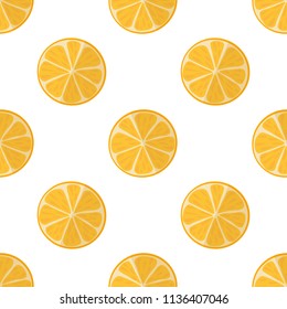 Vector illustration of slices of oranges on a light background. Bright, seamless pattern with a juicy orange.