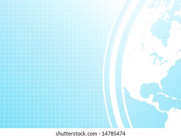 Vector illustration of a slick modern business background with corner world map detail.