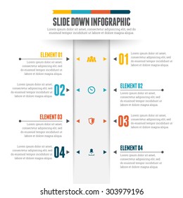 Vector illustration of slide down infographic design element.
