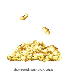 Vector illustration of a slide of popcorn in cartoon style on a white background with place for text. Template for advertising, postcard, poster.