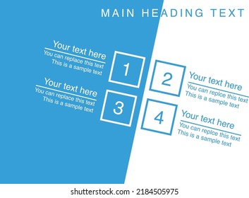 Vektorgrafik Slide squre Design Infografische Vorlage mit Symbolen und 4 Optionen oder Schritte. Kann für Prozess, Präsentationen, Layout, Banner, Infografik verwendet werden