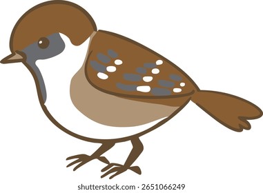 Vector illustration of a slightly fat sparrow on its side
