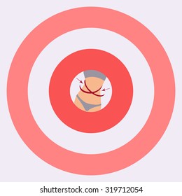 Vector illustration of a slim body on a target. Successful diet concept. Weight loss goal sign. Motivational poster for fitness gyms and health magazines.
