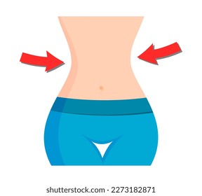 vector illustration of slim thin waist on white background