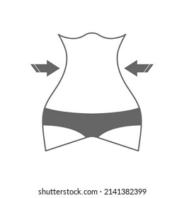 Vector illustration of a slim waist. The belly of a sporty girl icon, a symbol of training, sports or gym.