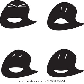 
vector illustration of slime with face. face set