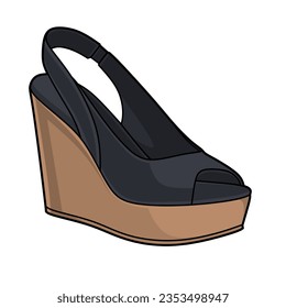 Vector Illustration of SlingBack Heel Shoe with White Background