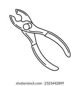 Vector illustration of slip join plier in doodle style