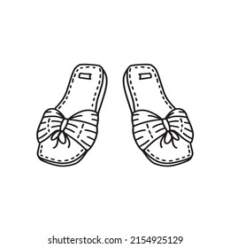 Vector illustration of slippers with bows. It is perfect as a print on different items, such as gift cards, invitations, logo, etc.