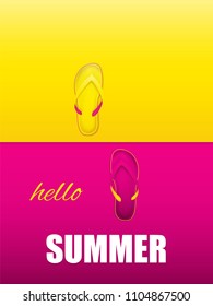 Vector illustration of slippers, minimal summer concept background