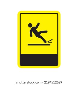 vector illustration of a slippery warning sign, slippery floor, slipping danger sign.