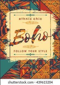 Vector illustration with the slogan for t-shirts, posters, card and other uses. Boho chic. Ethnic style. Fashion trend.
