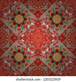 Vector illustration. Sloping seamless colorful ornament for design and backgrounds. Abstract blurred paisley red, pink and orange ornament. Textured seamless pattern. Orient popular style.