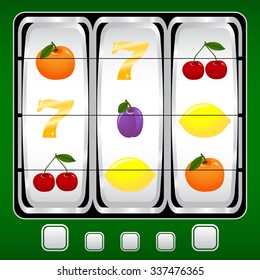 Vector illustration of slot machine with fruits
