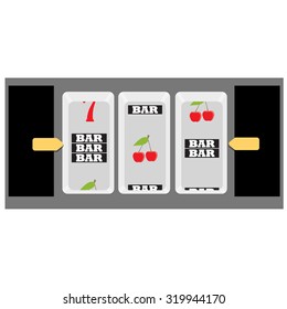 Vector illustration slot machine symbols cherry, seven and bar