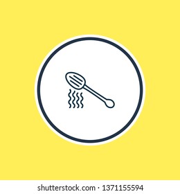 Vector illustration of slotted spoon icon line. Beautiful utensil element also can be used as skimmer icon element.