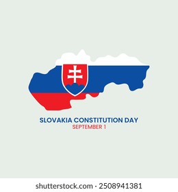 Ilustración vectorial para el Día de la Constitución de Eslovaquia. Ilustración del diseño del mapa nacional de la bandera de Eslovaquia dentro del Vector del mapa.