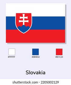 Vector Illustration of Slovakia flag isolated on light blue background. Illustration National Slovakia flag with Color Codes. As close as possible to the original. ready to use, easy to edit. 
