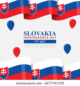 Vector illustration of Slovakia Independence Day social media feed template