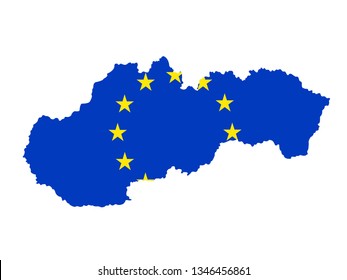 vector illustration of Slovakia map with European Union flag