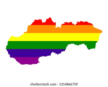 vector illustration of Slovakia map with LGBT flag