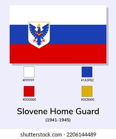 Vector Illustration of Slovene Home Guard (1941-1945) flag isolated on light blue background. Illustration Slovene Home Guard flag with Color Codes. vector eps10.
