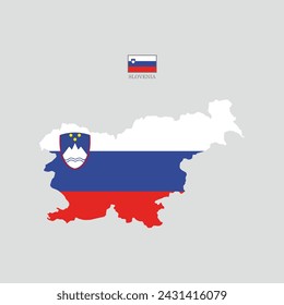 Vector illustration of Slovenia map overlaid with the national flag, highlighting the country's geographic outline combined with its national colors.