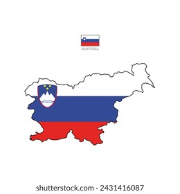 Vector illustration of Slovenia map overlaid with the national flag, highlighting the country's geographic outline combined with its national colors.