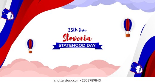 Vector illustration of Slovenia Statehood Day social media story feed mockup template