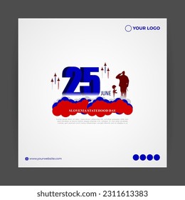 Vector illustration of Slovenia Statehood Day social media story feed mockup template