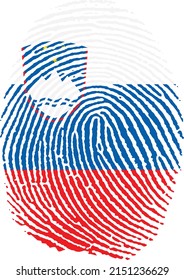 Ilustración vectorial de la bandera eslovena en forma de huella dactilar