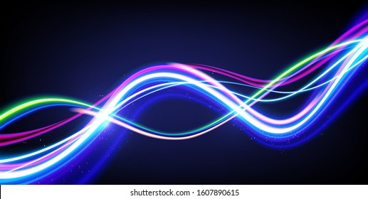 A vector illustration of slow shutter effect, light trails effect created by mesh and blend tool.