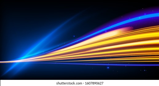 A Vector Illustration Of Slow Shutter Effect, Light Trails Effect Created By Mesh And Blend Tool.