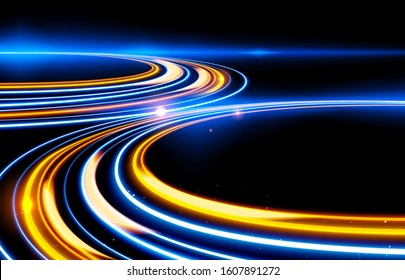 A vector illustration of slow shutter effect, light trails effect created by mesh and blend tool.